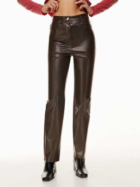 Aritzia Wilfred Women Mocha Brown The Melina High Rise Faux Leather Pants Size 0